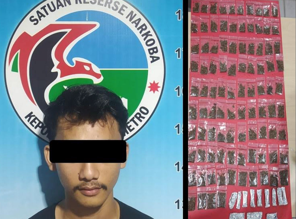 Simpan Ratusan Paket Tembakau Sintetis, Pemuda di Metro Lampung Dibekuk Polisi : Okezone News